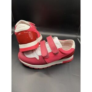 Jacadi Paris Girls Red Pink White Size 13 Hook And Loop